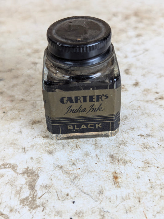 Vintage Carter’s Black India Ink Glass Bottle with Cap