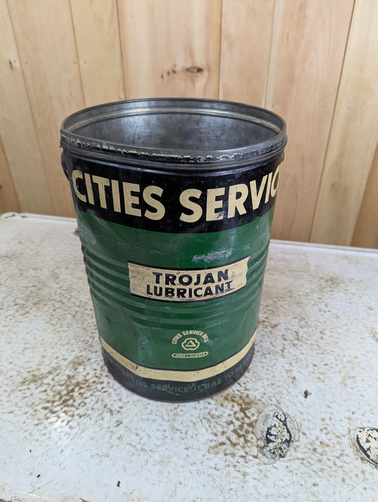 Vintage Cities Service Trojan Lubricant Can