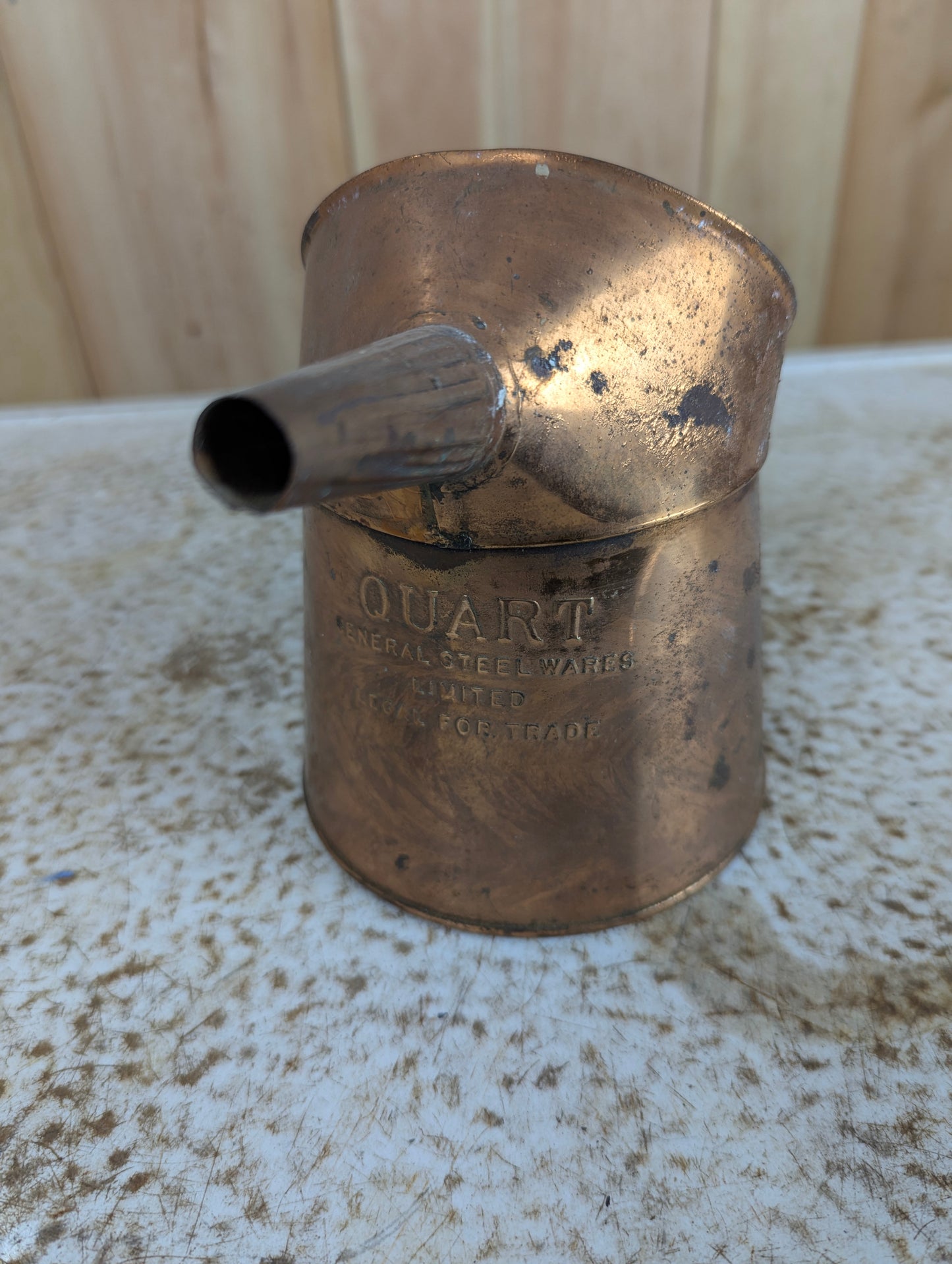 Vintage GSW Copper Quart Oil Can with Spout