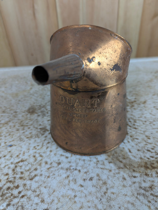 Vintage GSW Copper Quart Oil Can with Spout