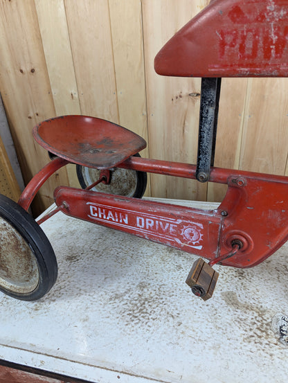 Vintage Power Trac Pedal Car Tractor With Attachable Wagon