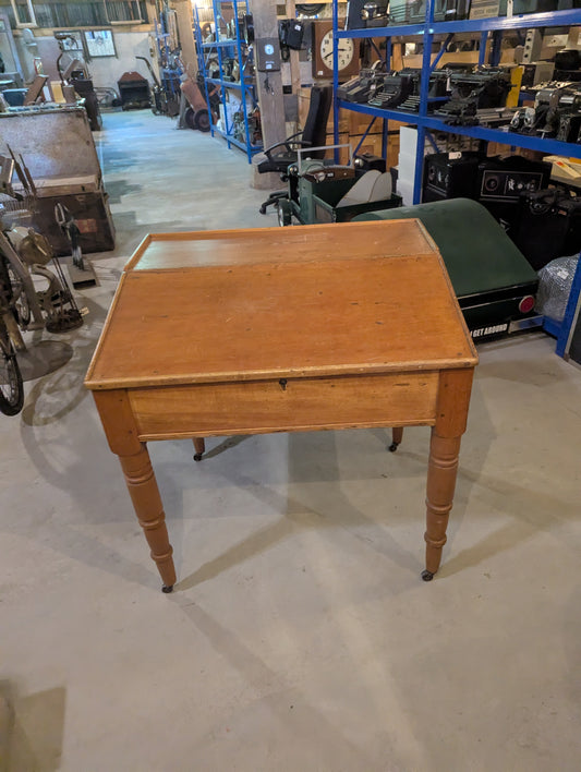Antique White Pine Schoolmaster Headmaster Writing Desk