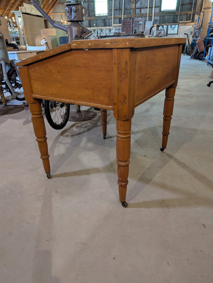 Antique White Pine Schoolmaster Headmaster Writing Desk