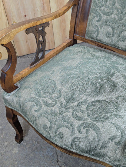Vintage Solid Wood Carved Wingback Parlour Chair Armchair