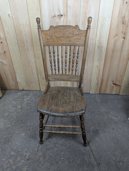 Vintage Oak Pressed Back Chair