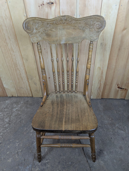 Vintage Oak Pressed Back Chair