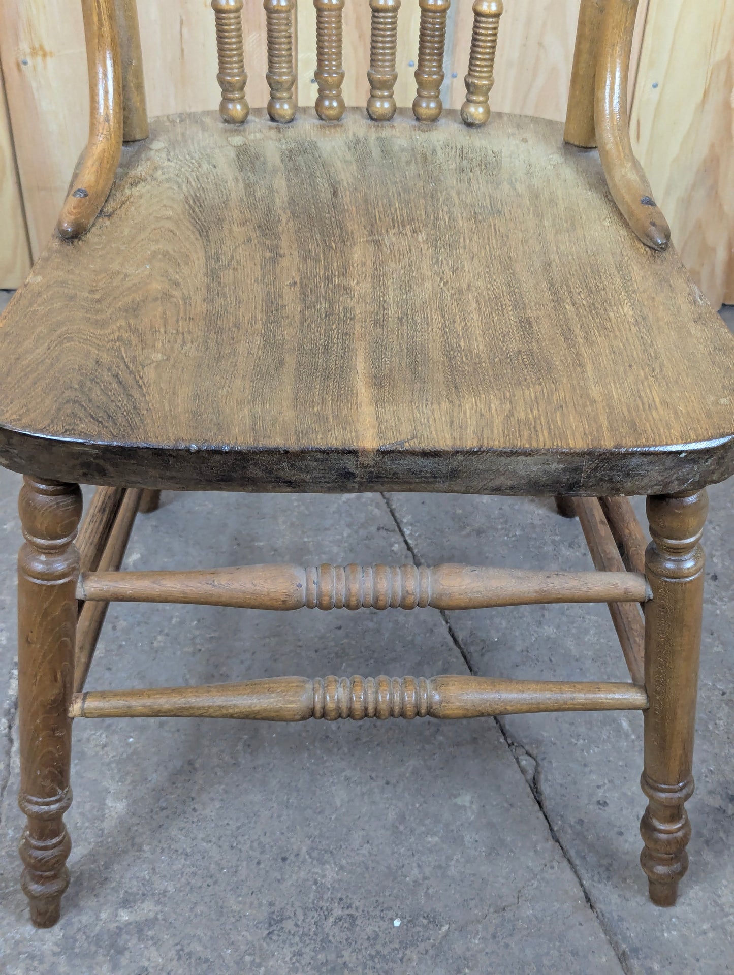 Vintage Oak Pressed Back Chair