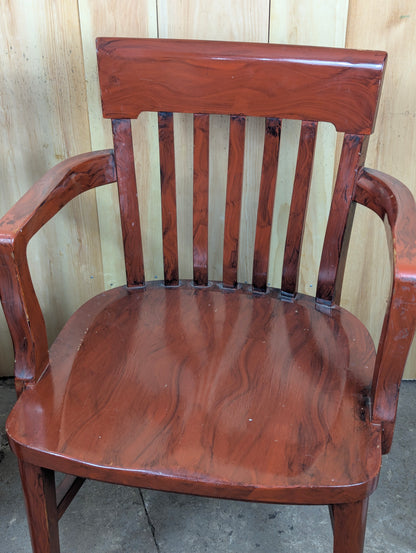 Pair of Vintage Solid Wood Bankers Lawyers Office Desk Chairs