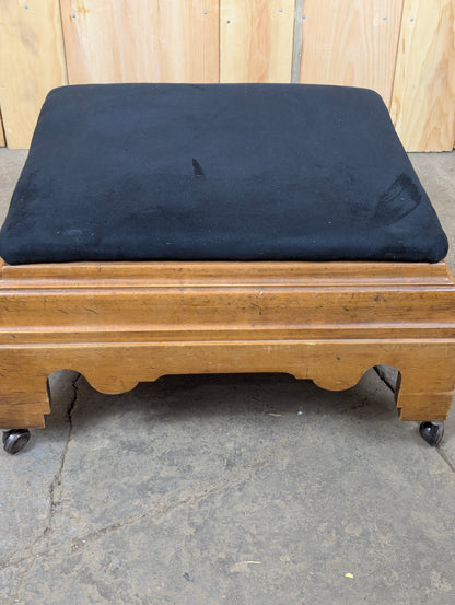 Vintage Empire Style Ottoman Footstool with Velvet Cushion Top