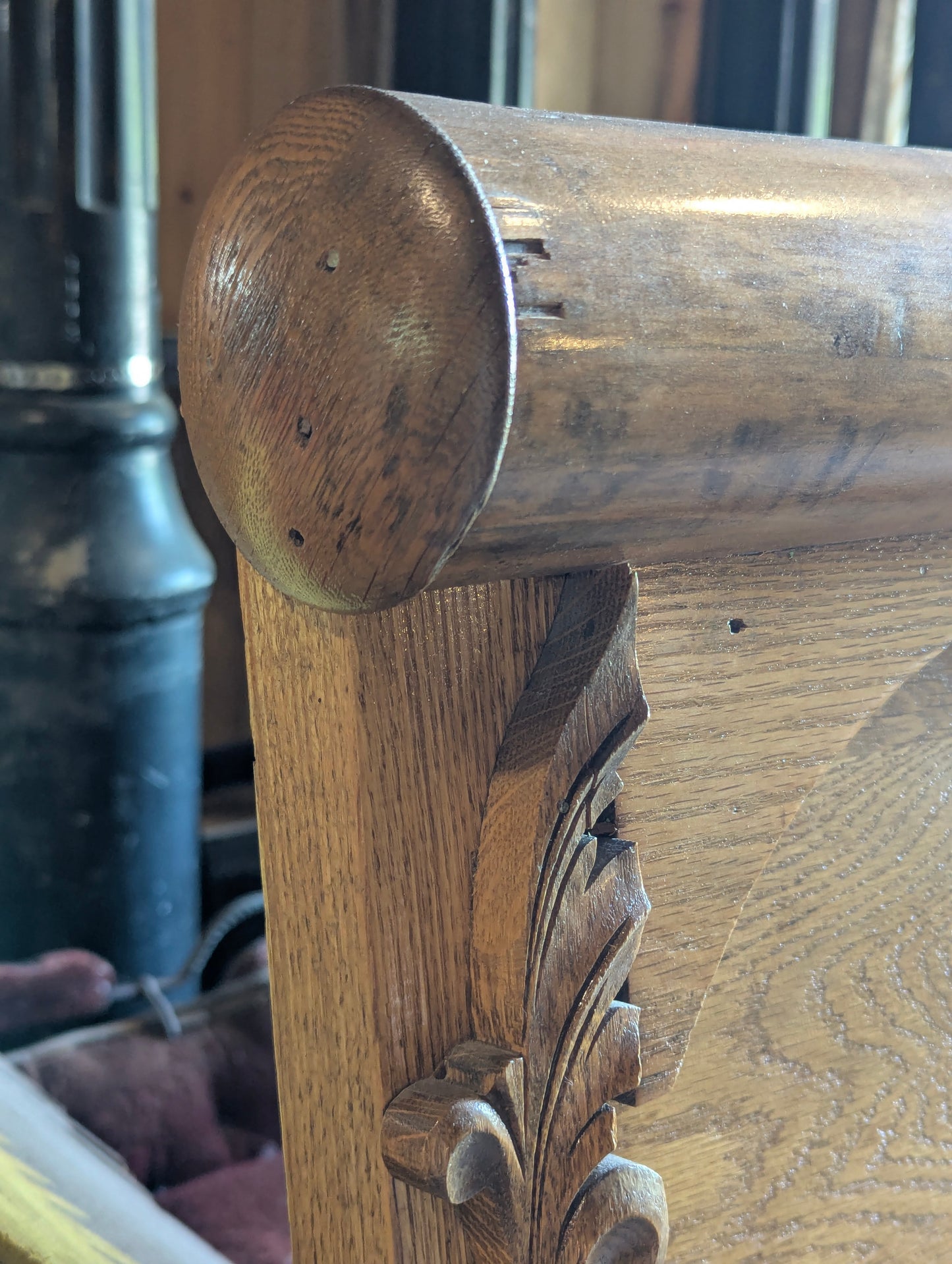 Oak Double Bed Frame with Rails