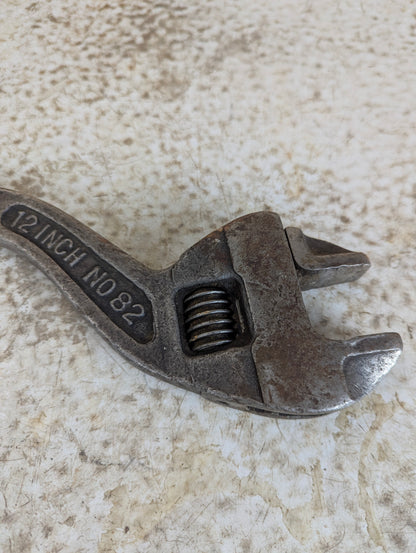Vintage Westcott No. 82 Curved 12-Inch Adjustable Wrench