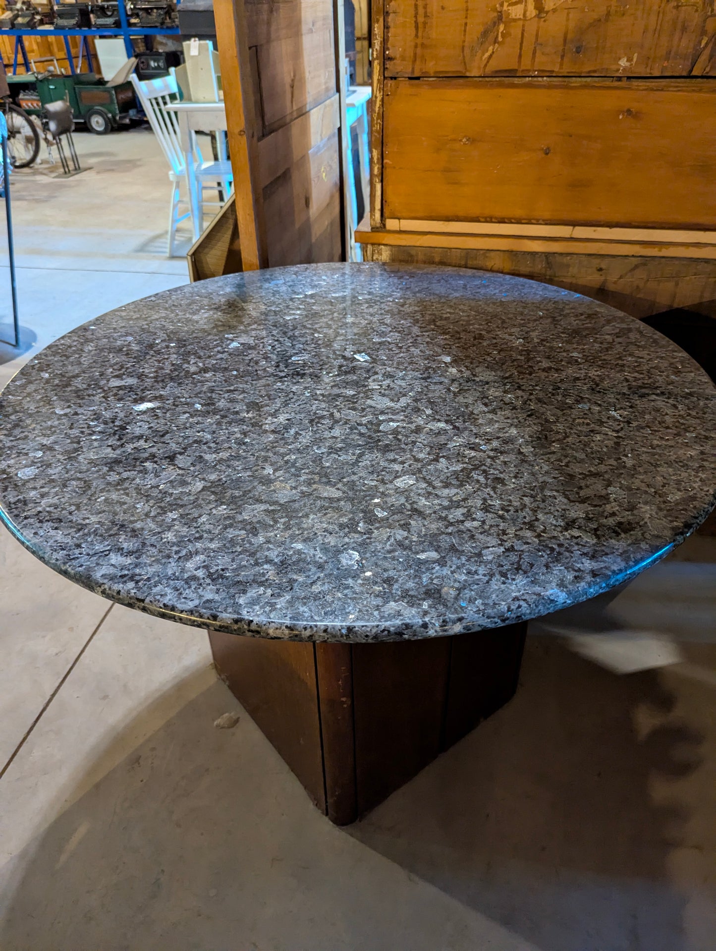 Granite Topped Table with Wooden Base