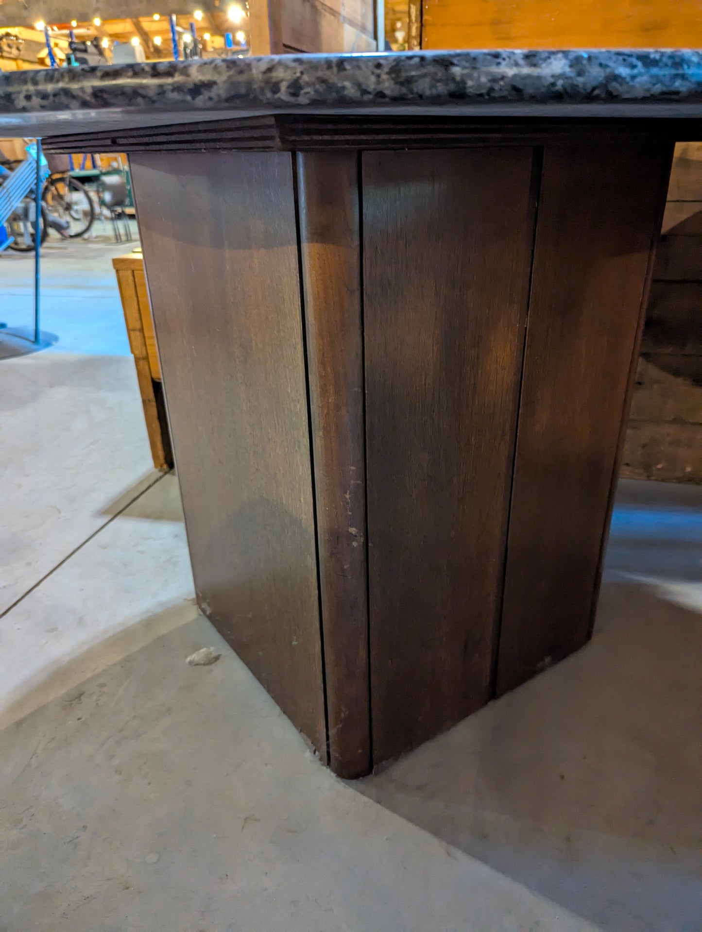Granite Topped Table with Wooden Base