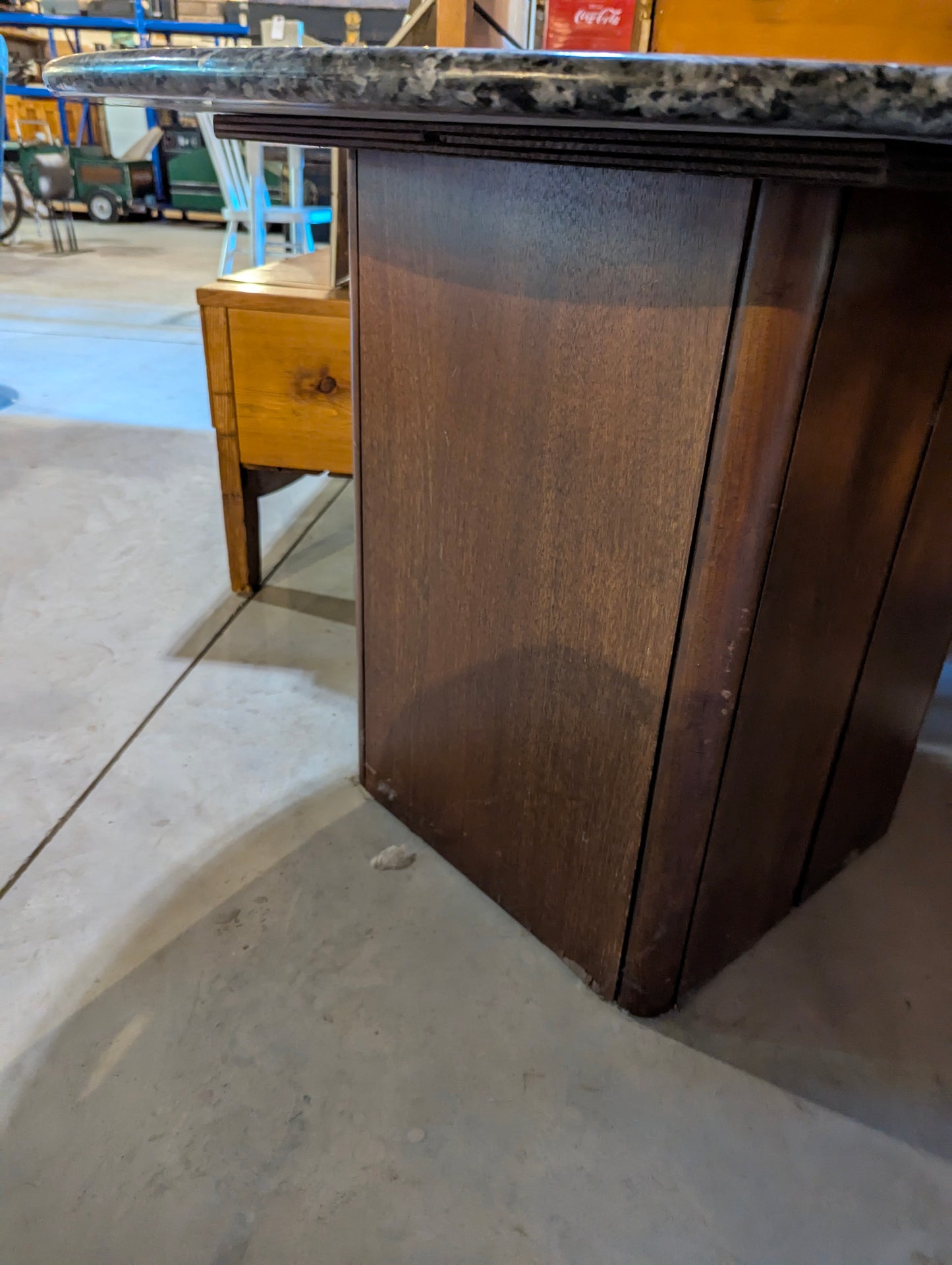 Granite Topped Table with Wooden Base