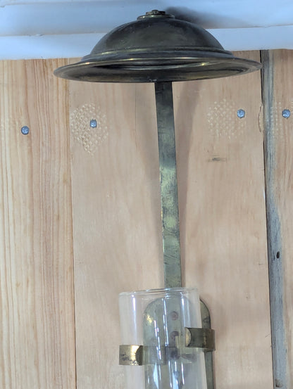 Antique Brass Wall Mounted Oil Lamp with Wall Bracket