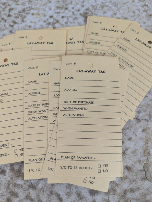 Vintage Lay-A-Way Tags -New Old Stock