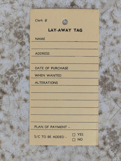 Vintage Lay-A-Way Tags -New Old Stock