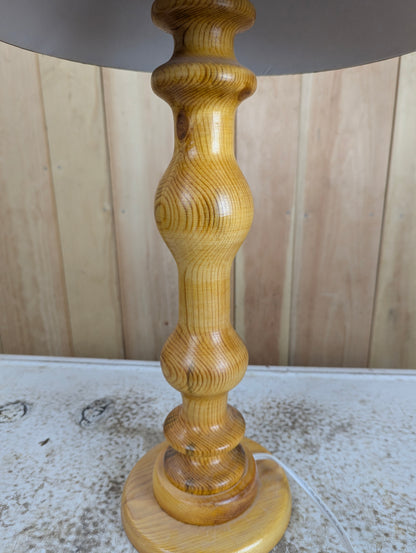 Unique Handcrafted Hand Churned Pine Table Lamp with Shade