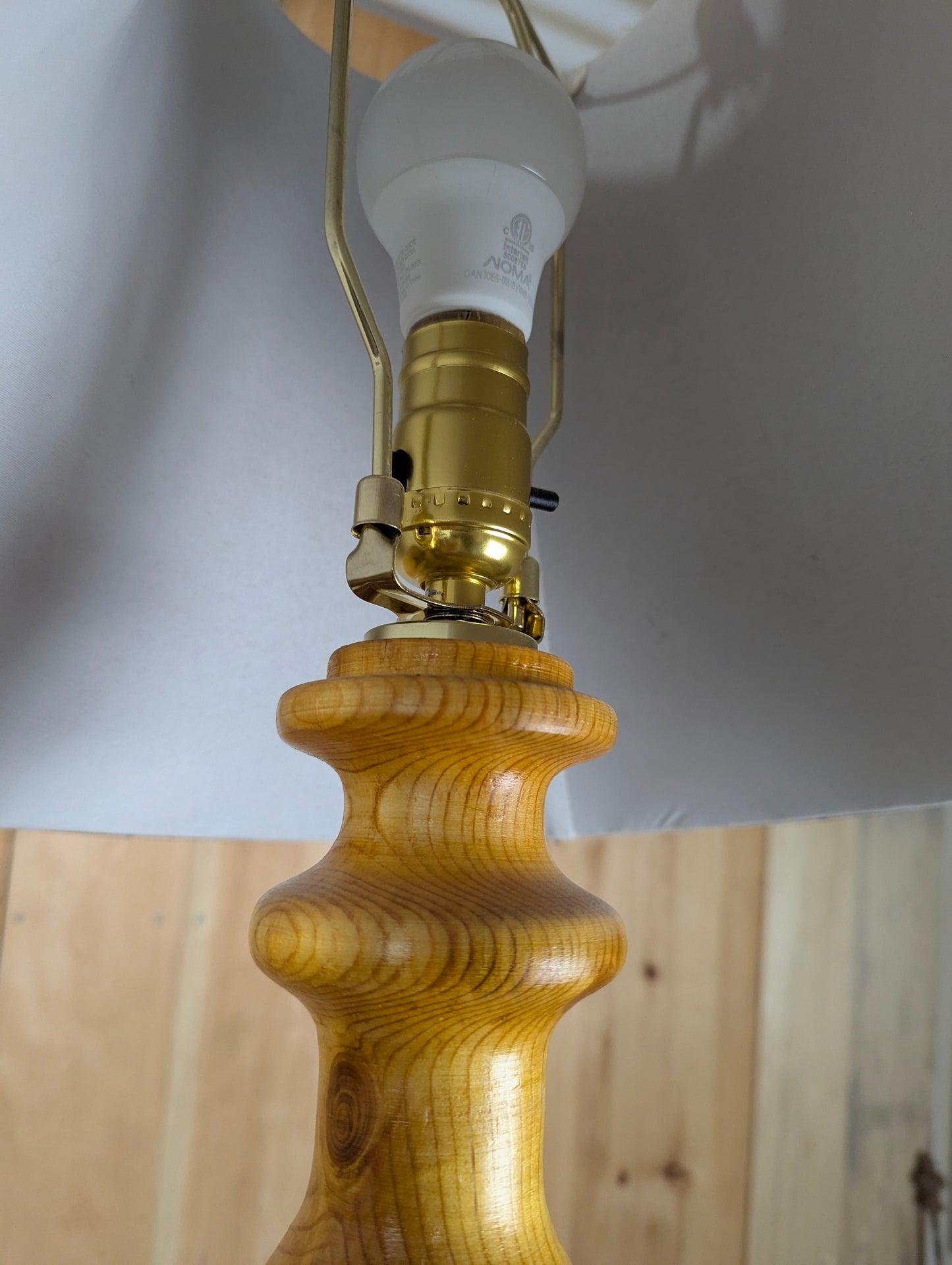 Unique Handcrafted Hand Churned Pine Table Lamp with Shade