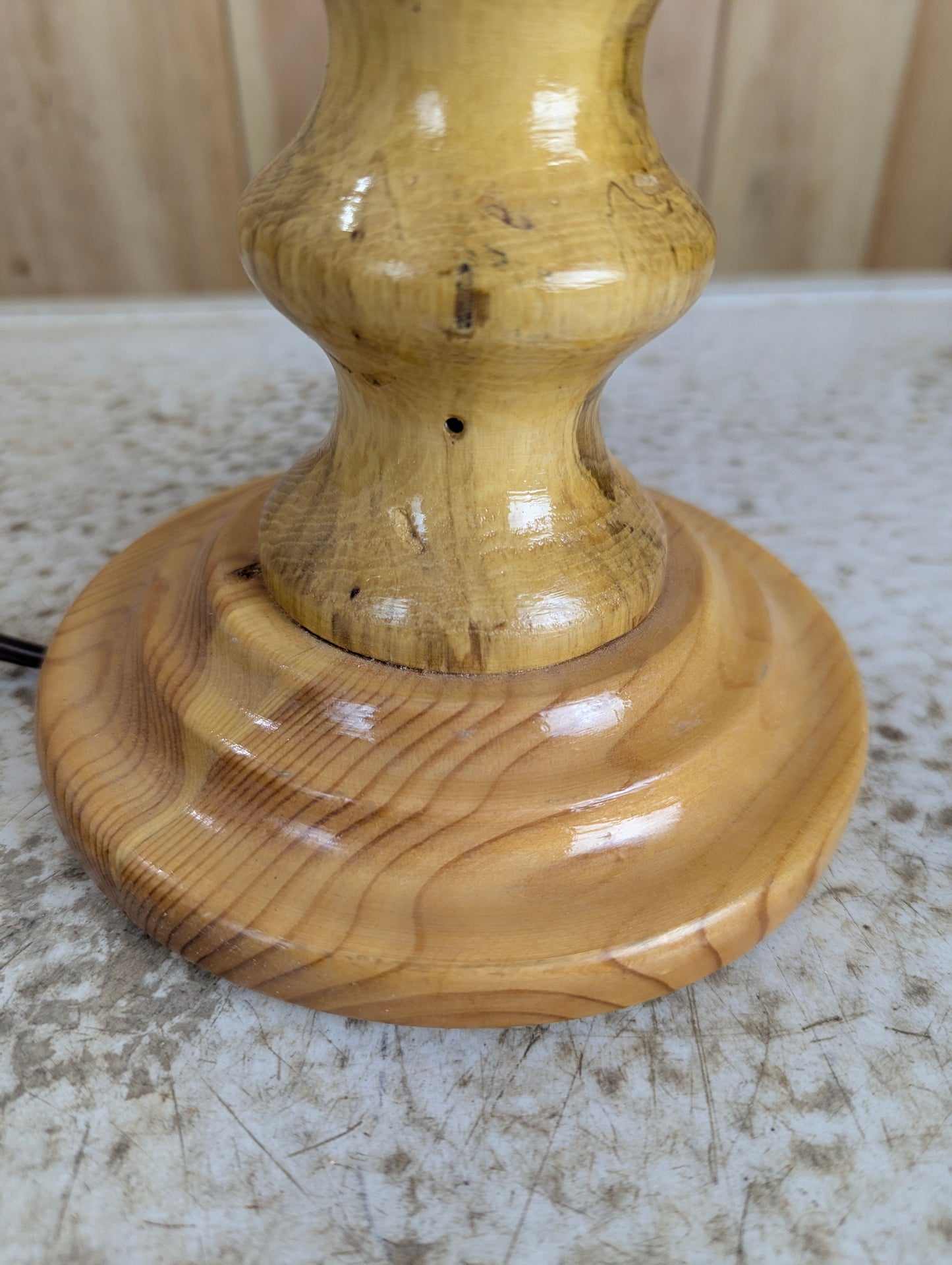 Handcrafted Pine Table Lamp without Shade