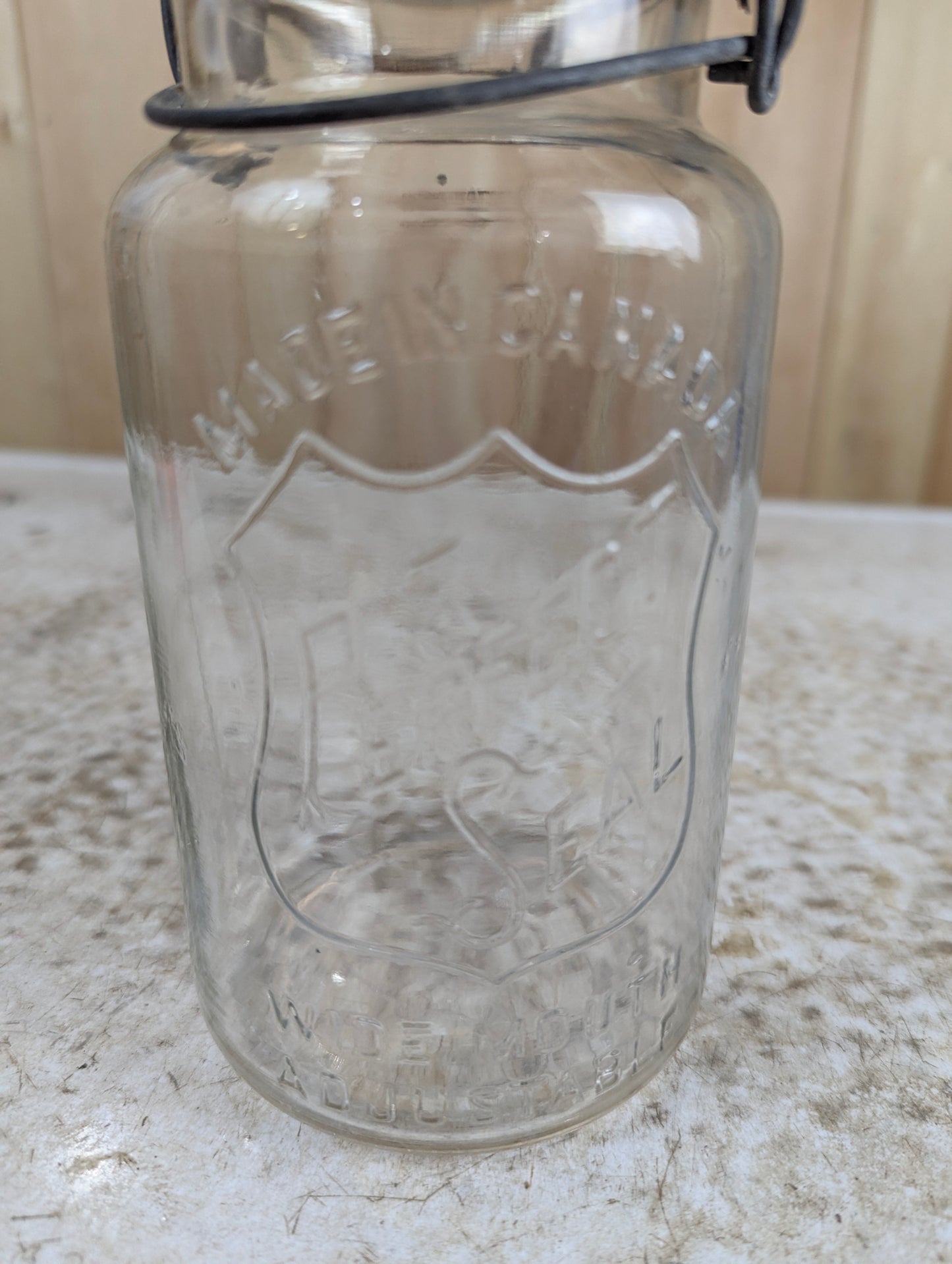Vintage Glass Top Round Perfect Seal Mason Jar
