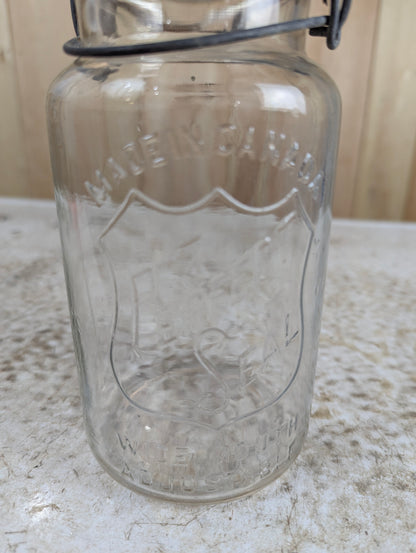 Vintage Glass Top Round Perfect Seal Mason Jar