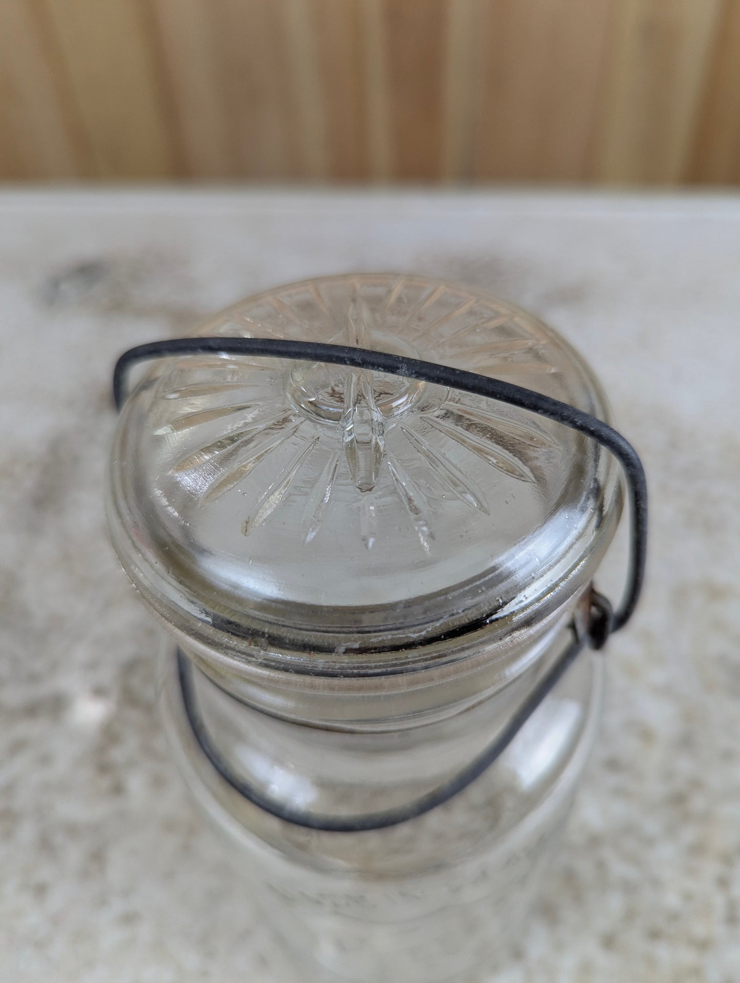 Vintage Glass Top Round Perfect Seal Mason Jar