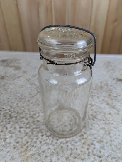 Vintage Glass Top Round Perfect Seal Mason Jar