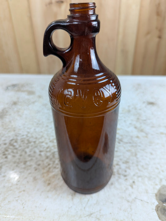 Amber Glass Javex Jug with Finger Holder
