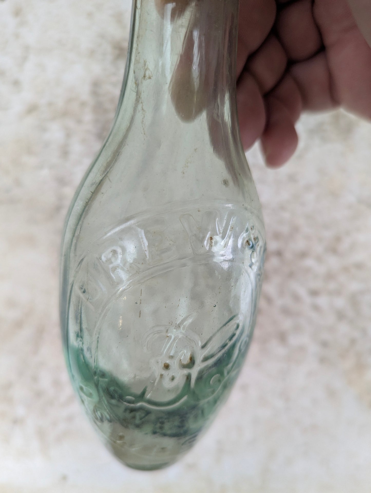 Antique mid-19th Century Drew & Co. Mineral Soda Water Torpedo Bottle