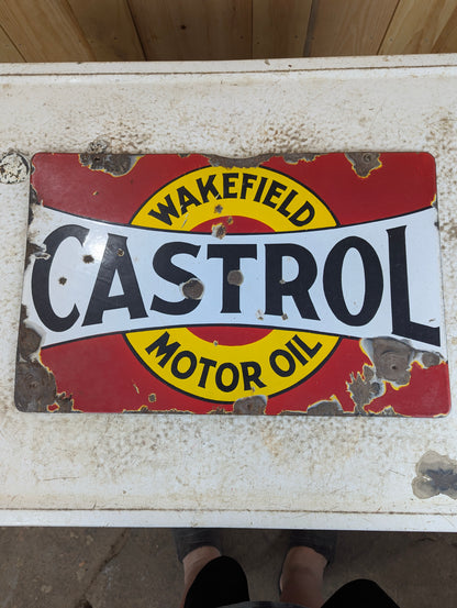 Vintage Porcelain Enamel Castrol Motor Oil Sign