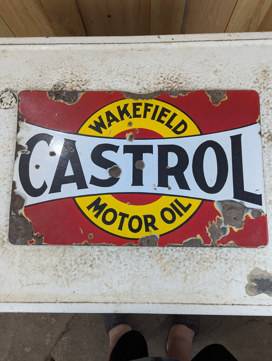Vintage Porcelain Enamel Castrol Motor Oil Sign