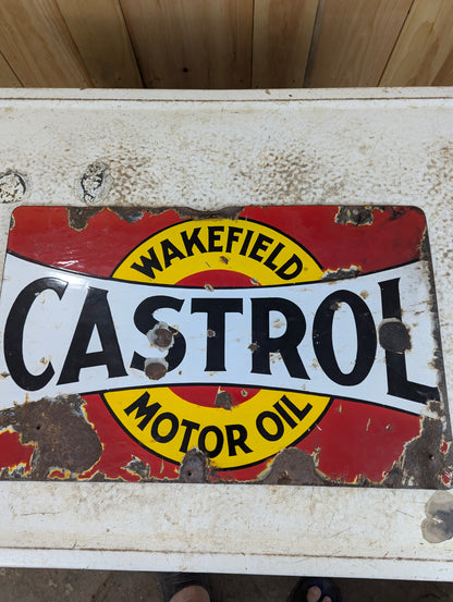 Vintage Porcelain Enamel Castrol Motor Oil Sign