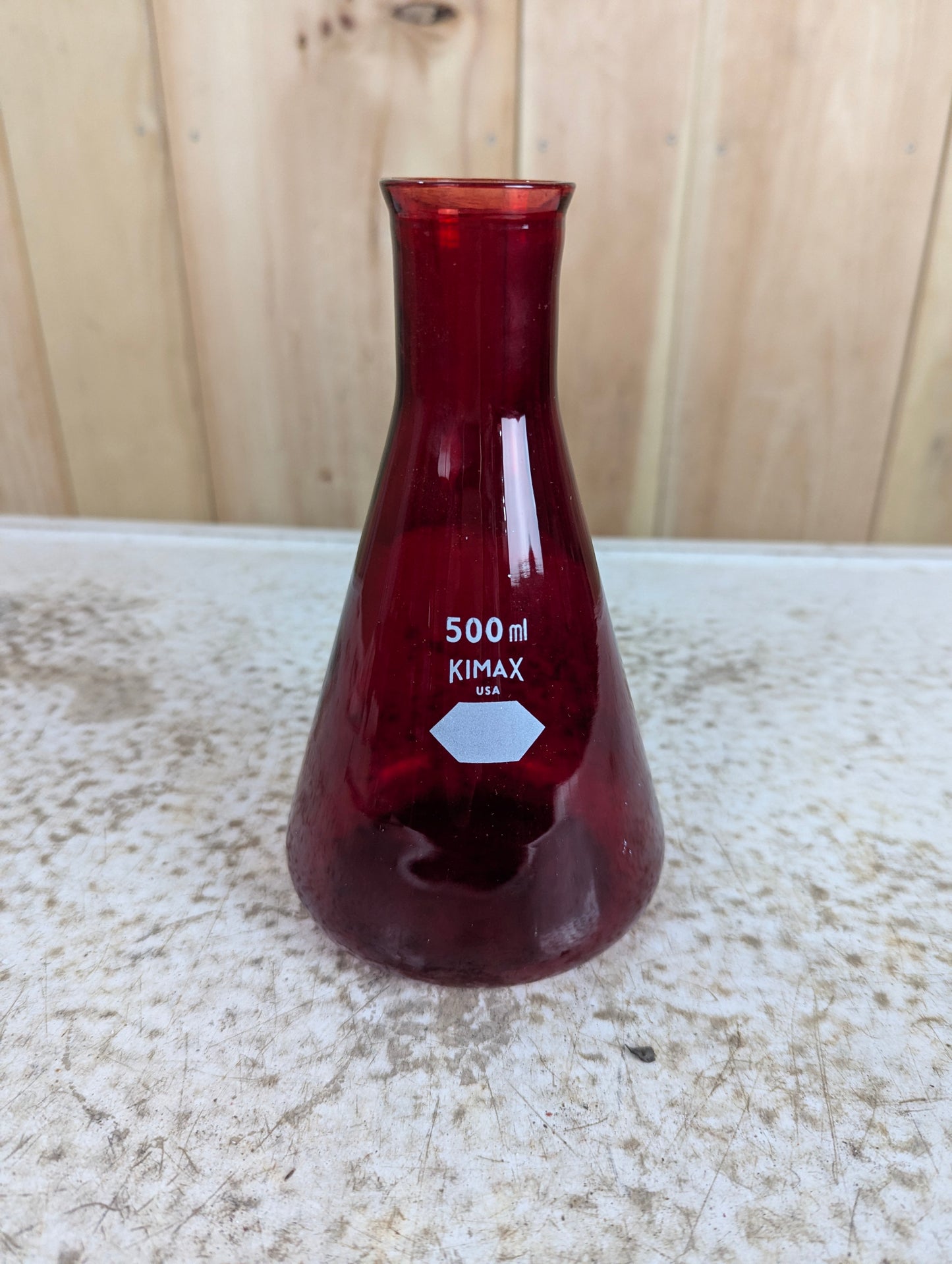 Vintage Kimax Ruby Red 500 ml Erlenmeyer Flask
