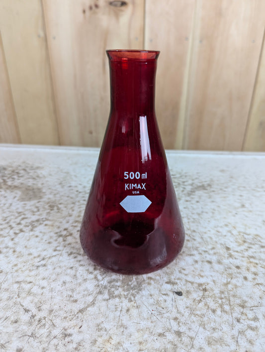Vintage Kimax Ruby Red 500 ml Erlenmeyer Flask