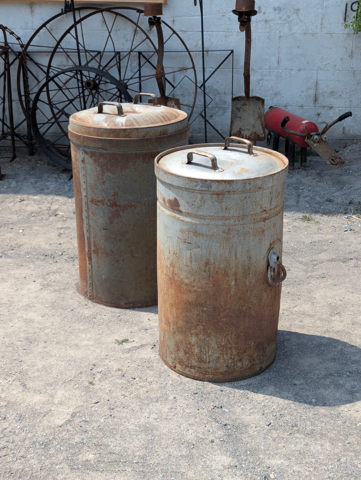 Large Vintage Metal Dairy Cans
