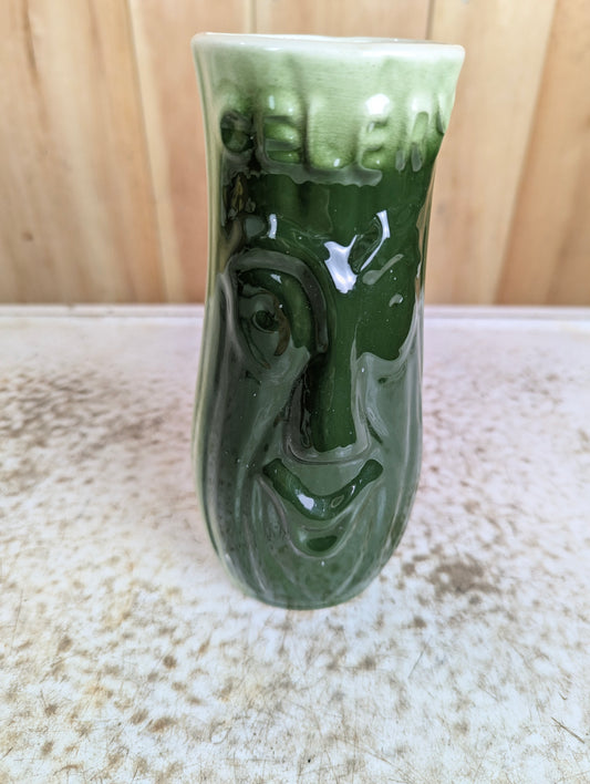 Vintage Green & Cream Ceramic Celery Pot Vase