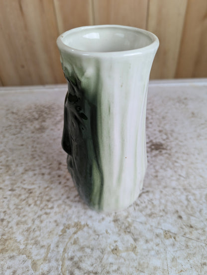 Vintage Green & Cream Ceramic Celery Pot Vase