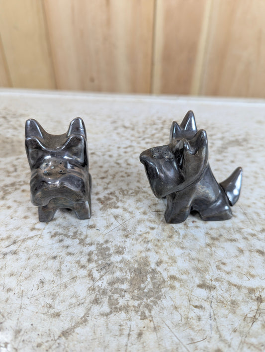Set of Vintage Chrome Scottie Dog Salt & Pepper Shakers