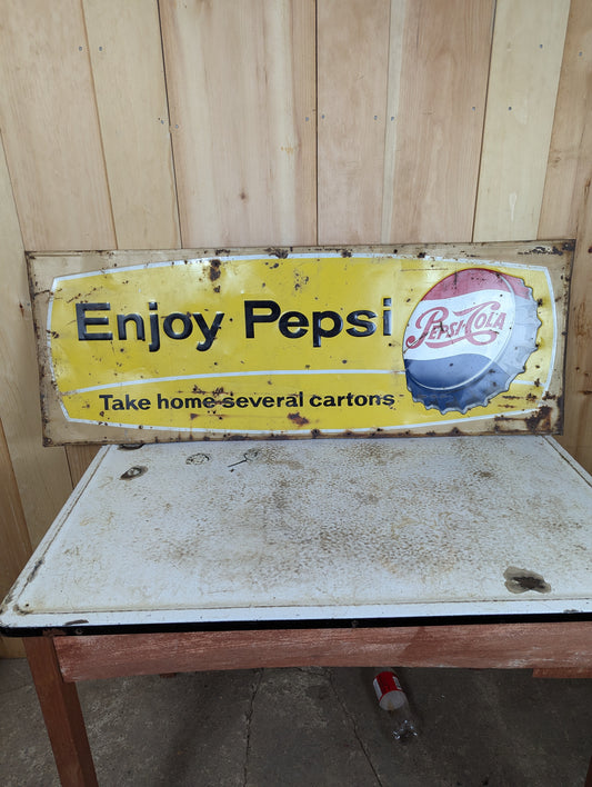 1950's Vintage Enjoy Pepsi Metal Sign