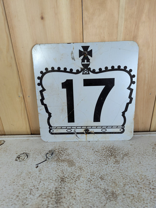 Vintage Ontario Kings Hwy Black & White Metal Sign