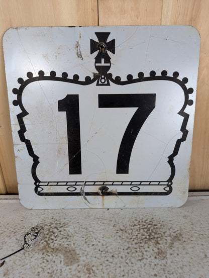 Vintage Ontario Kings Hwy Black & White Metal Sign