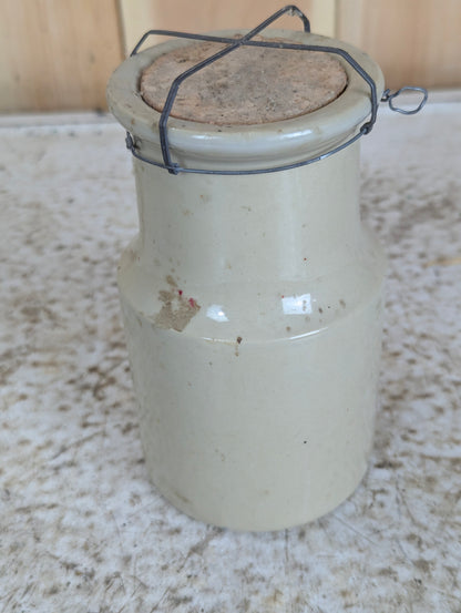 Vintage Maillé Mustard Stoneware Jar with Lid
