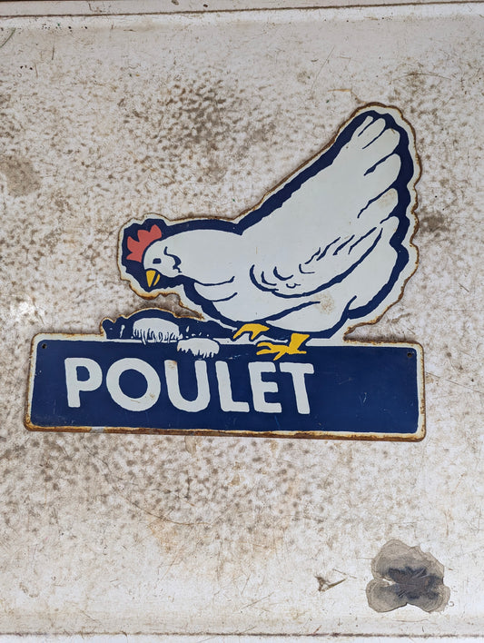Vintage Metal French Poultry Trade Sign