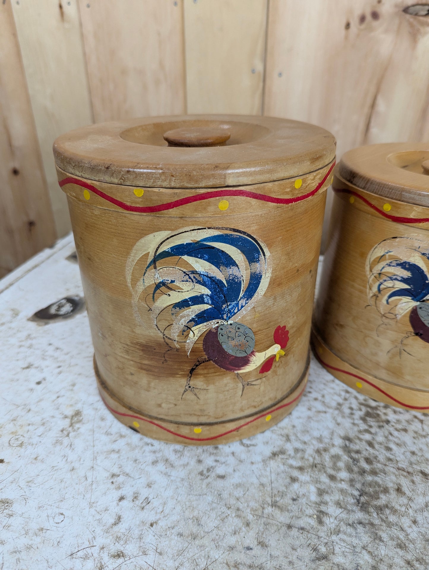 1950’s Vintage 4Pc Wooden Cannister Set