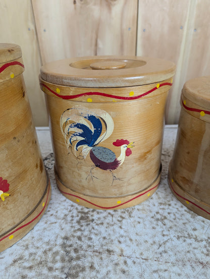 1950’s Vintage 4Pc Wooden Cannister Set