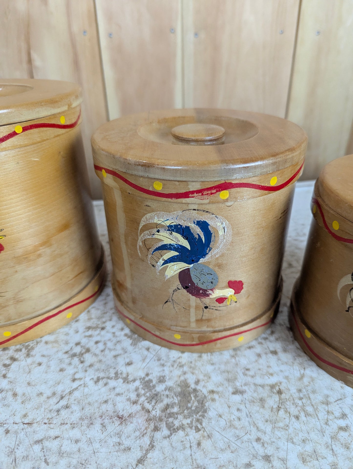 1950’s Vintage 4Pc Wooden Cannister Set