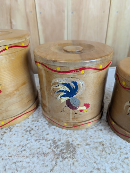 1950’s Vintage 4Pc Wooden Cannister Set