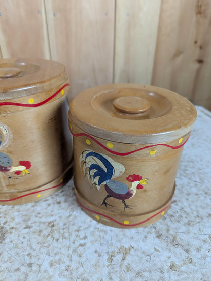 1950’s Vintage 4Pc Wooden Cannister Set