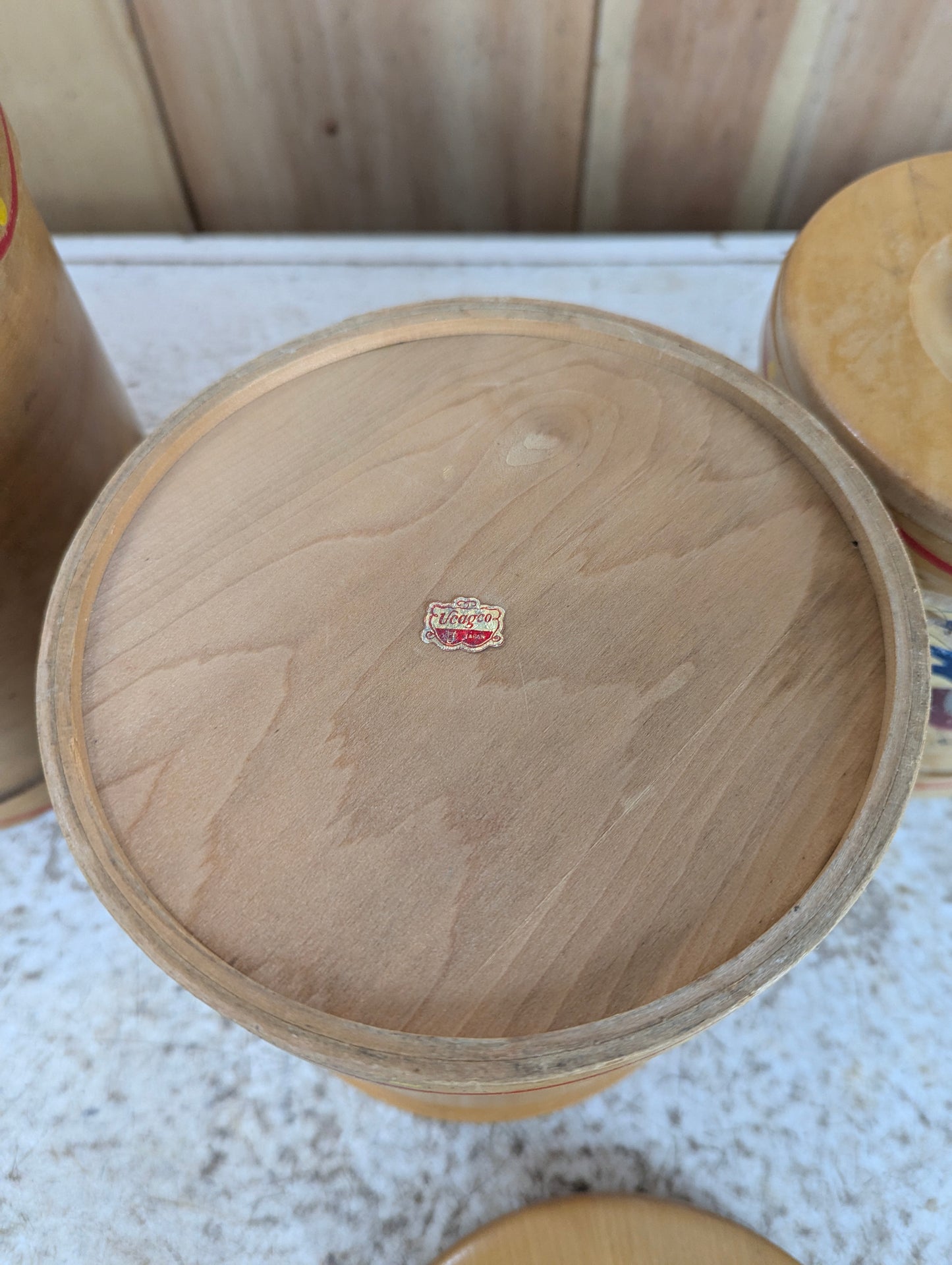 1950’s Vintage 4Pc Wooden Cannister Set